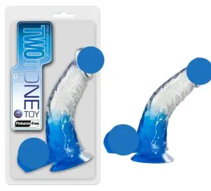 Two Tone Çift Renkli Şeffaf Dildo - Mavi.. - Görsel 2